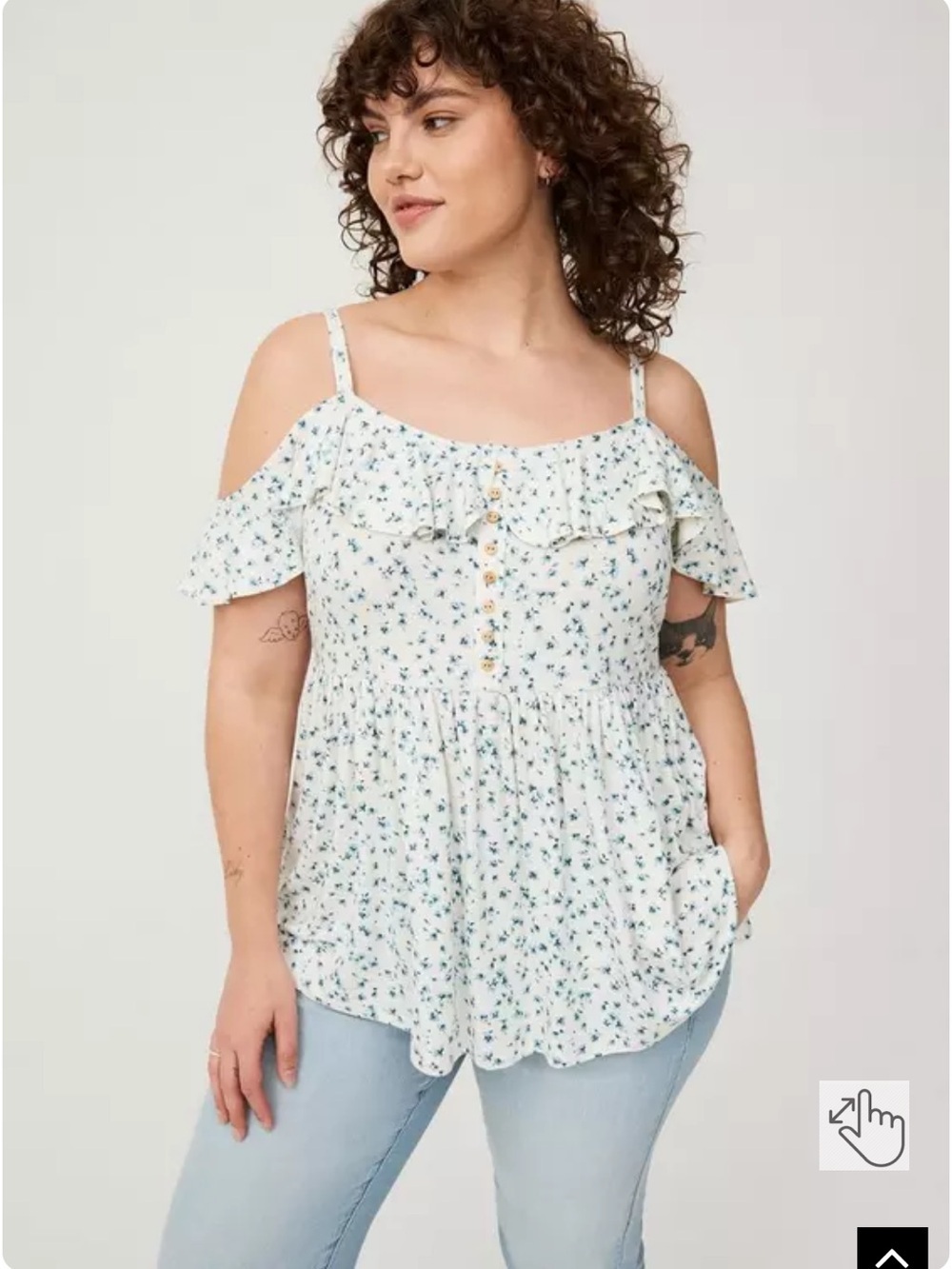 Torrid Floral Off-Shoulder Babydoll Top